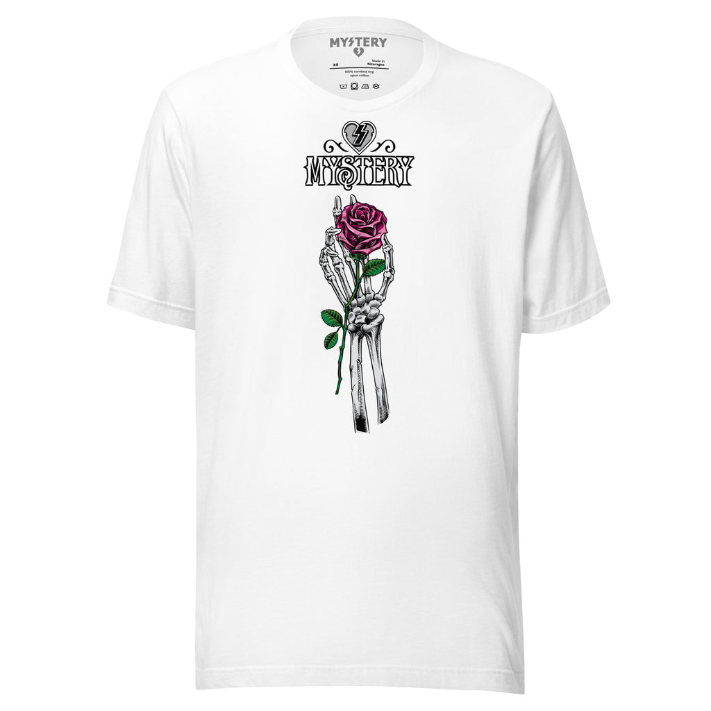 Skeleton Hand Rose tee - white | Mystery Skateboards